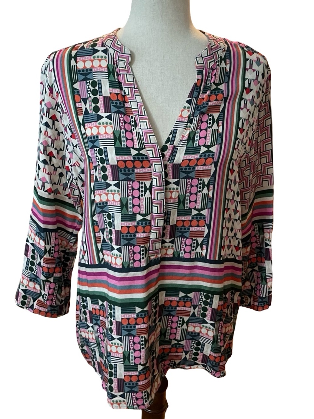 VILAGALLO Geometric Patterned Blouse